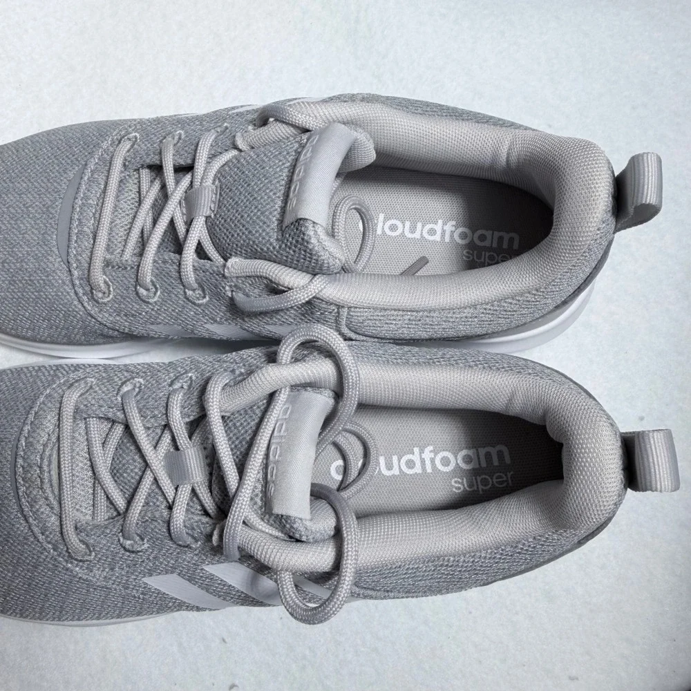 Adidas QT Racer 2.0 Women 8 Grey White Running Shoes FY8312 Cloudfoam Sneakers